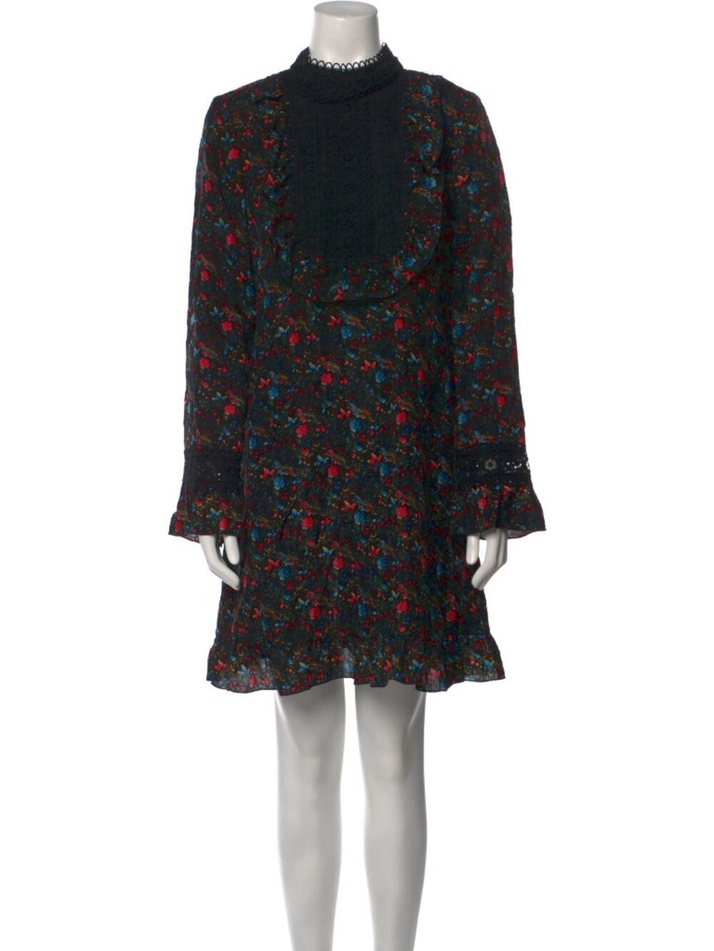 Anna Sui Black Floral Lace Dress